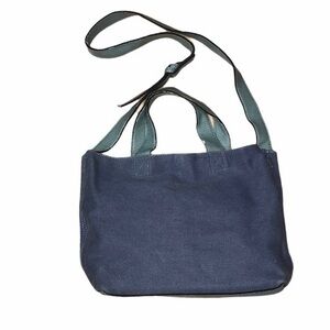 Two Tone Cloth and Vegan Purse- Blue Tones